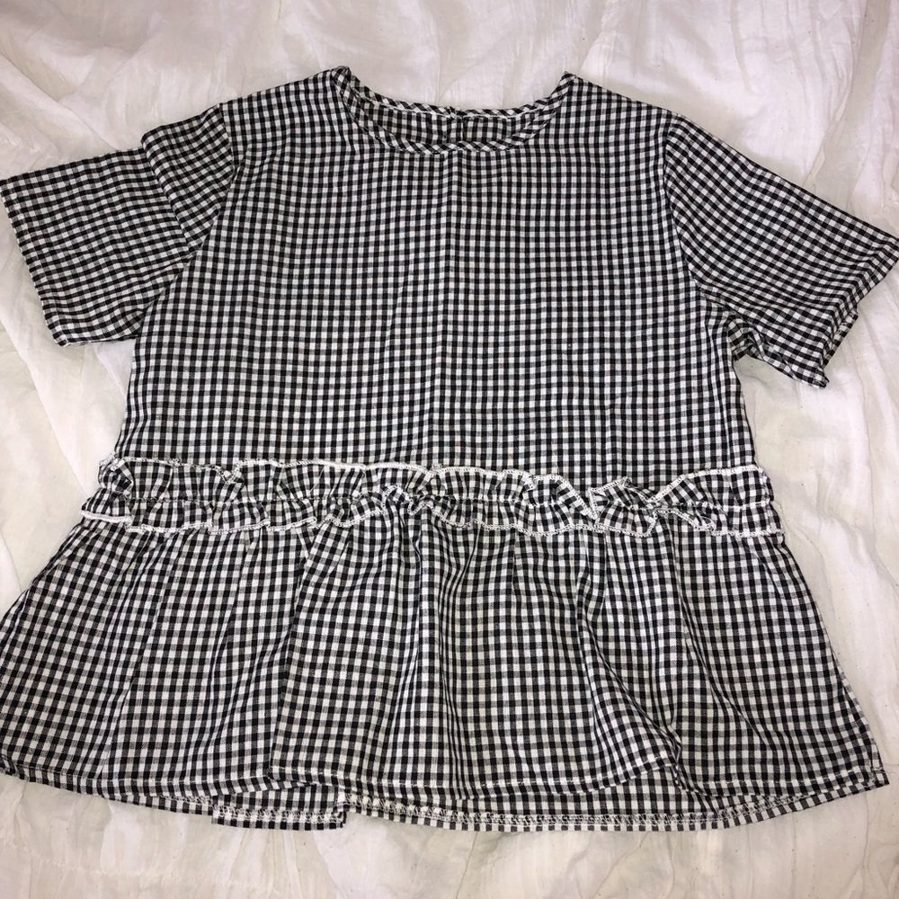 NWOT SheIn Gingham Peplem Top